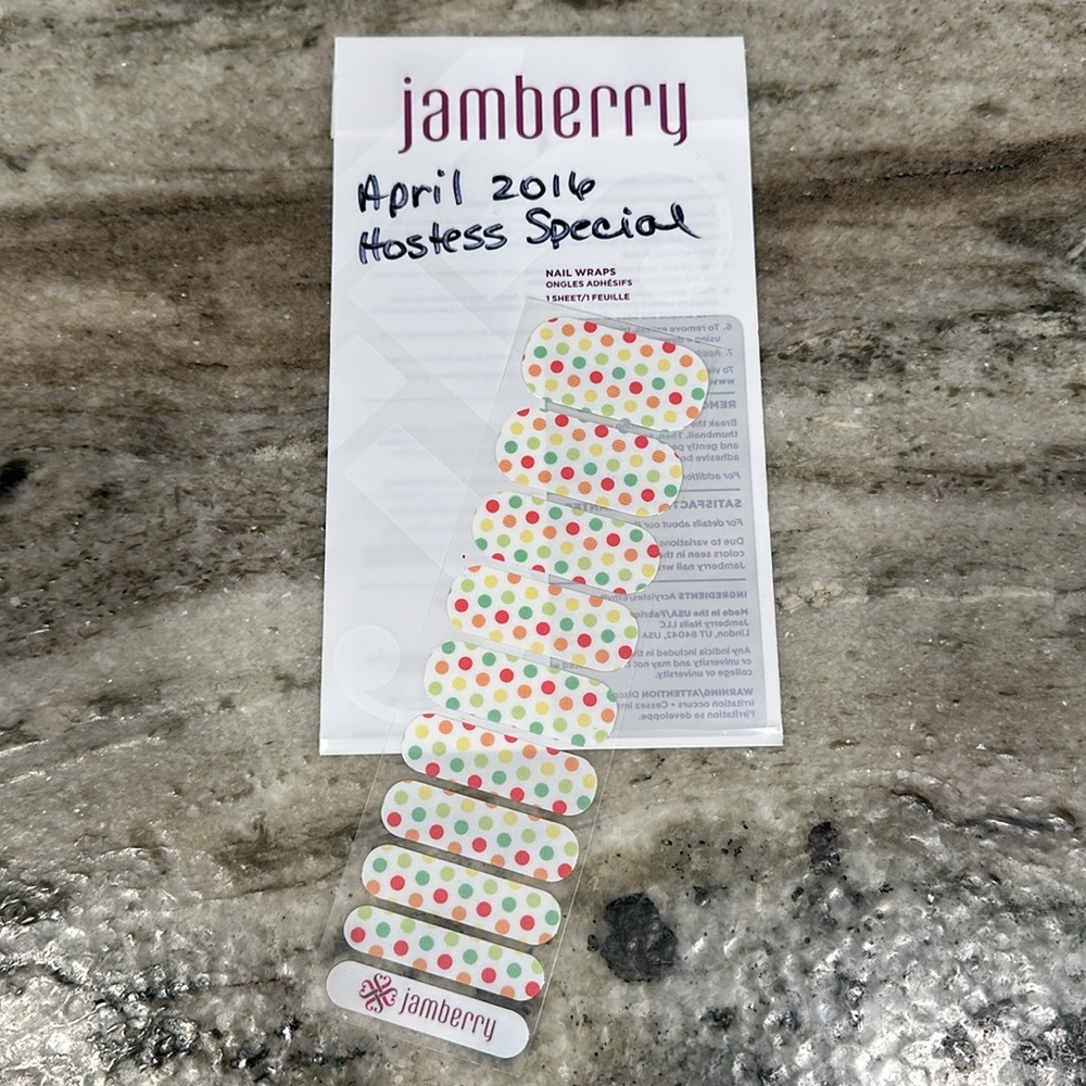 Jamberry Pastel Spring Polka Dot April 2016 Hostess Special Nail Wraps Rare NEW